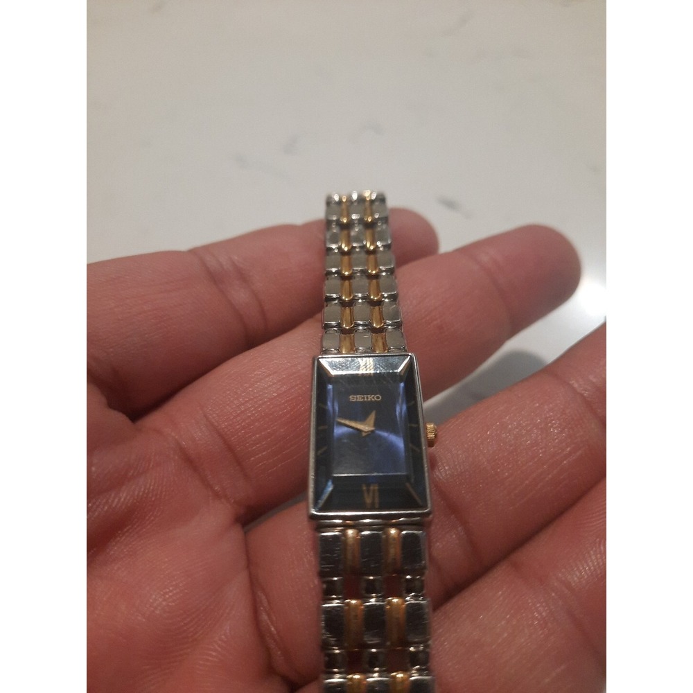 Seiko Two-Tone Ladies Watch V220-5A00 Deep Blue Dial